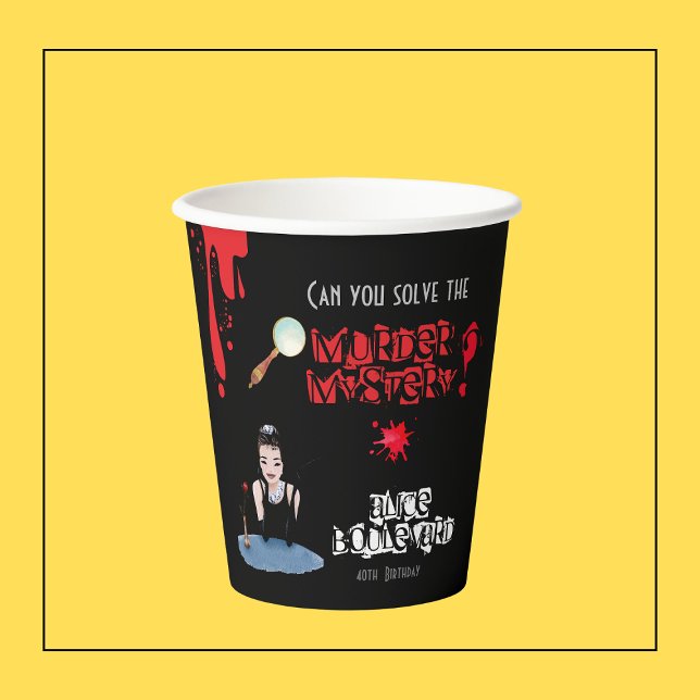 Murder Mystery Birthday Party Black Elegant  Paper Cups (Creator Uploaded)