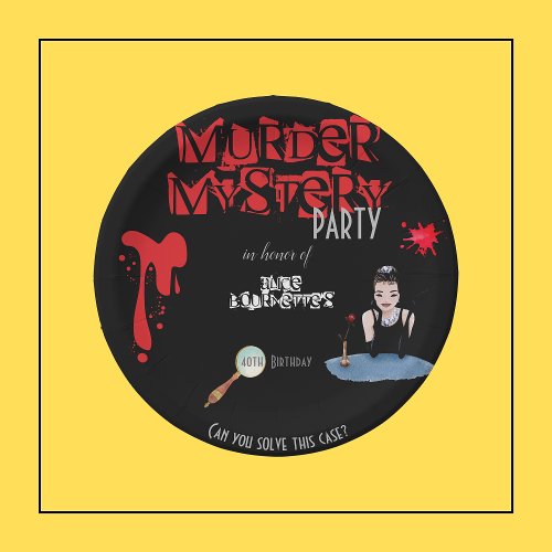 Murder Mystery Birthday Party Black Elegant  Paper Plates