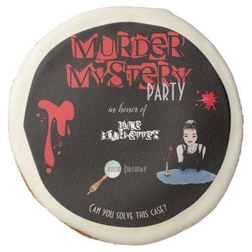 Murder Mystery Birthday Party Black Elegant  Sugar Cookie