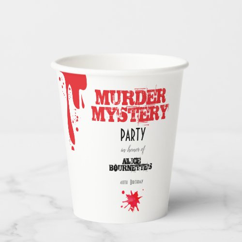 Murder Mystery Birthday Party  Blood Stain Elegant Paper Cups