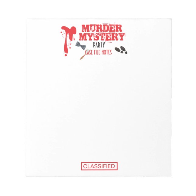 Murder Mystery Birthday Party Case Files File Fold Notepad (Front)
