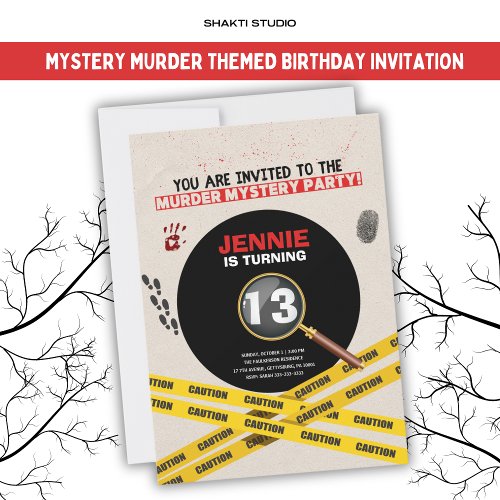 Murder Mystery Birthday Party Crime Scene  Invitation