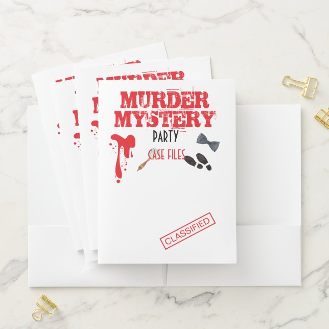 Murder Mystery Birthday Party  Invitation Postcard Pocket Folder (In Situ)