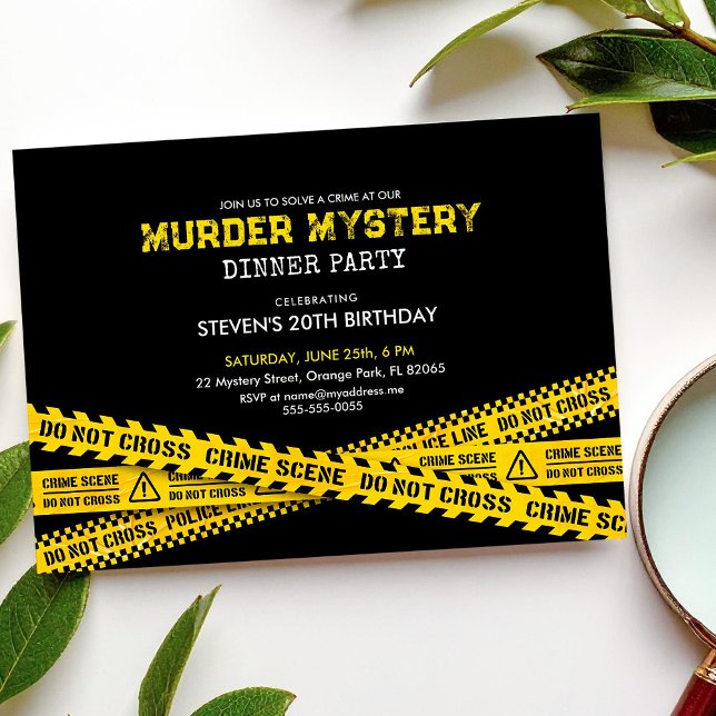Murder Mystery Birthday Party with police tapes  Invitation (Creator Uploaded)