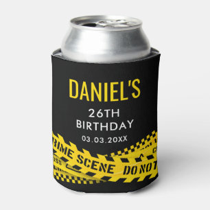 Murder Mystery Birthday Party Yellow Police Tape Can Cooler