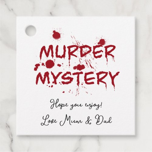 Murder mystery crime fan cold case blood  favor tags