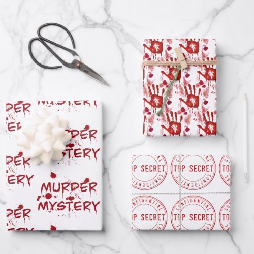 Murder mystery crime fan cold case blood wrapping paper sheets