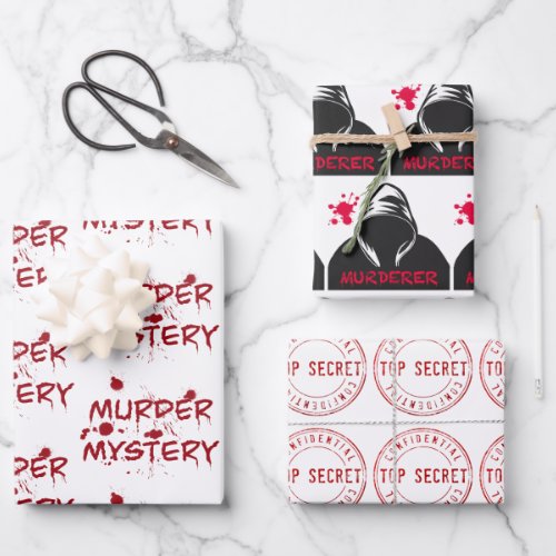 Murder mystery crime fan cold case blood wrapping  wrapping paper sheets