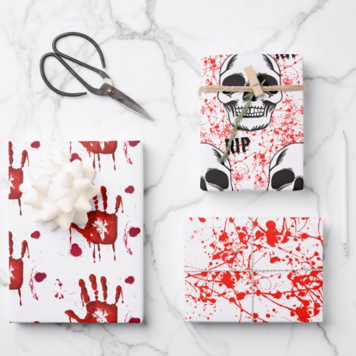 Murder mystery crime fan cold case bloody  wrappin wrapping paper sheets