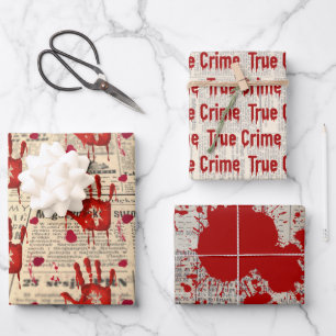 Murder mystery crime fan cold case bloody  wrapping paper sheets