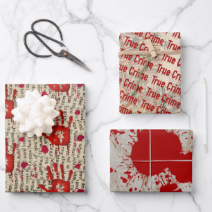 Murder mystery crime fan cold case bloody  wrapping paper sheets