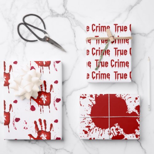 Murder mystery crime fan cold case bloody  wrapping paper sheets