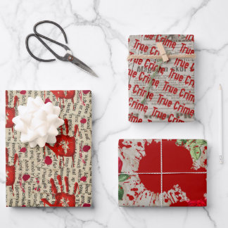 Murder mystery crime fan cold case bloody  wrapping paper sheets