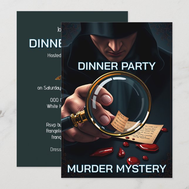 Murder mystery crime scene dinner party DIY Invitation (Front/Back)