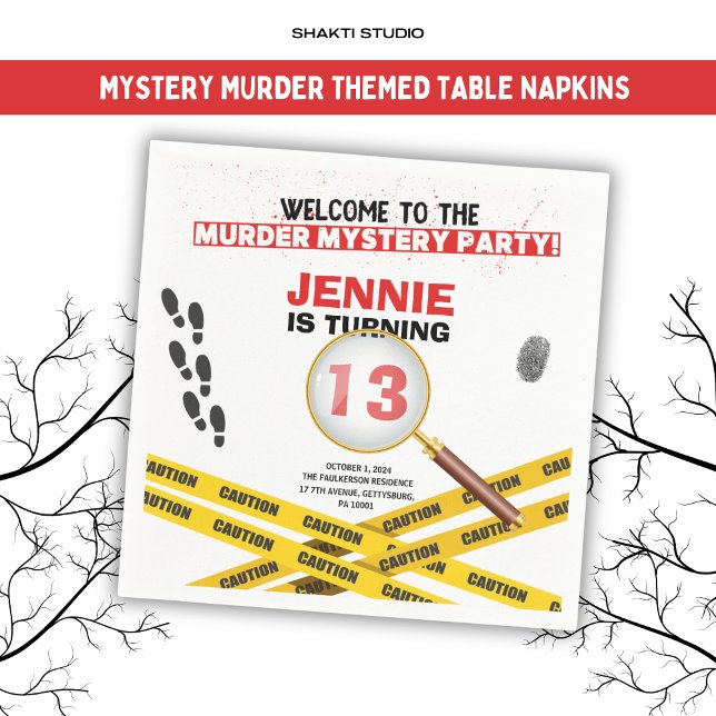 Murder Mystery Crime Scene Halloween Birthday Napkins (Creator Uploaded)
