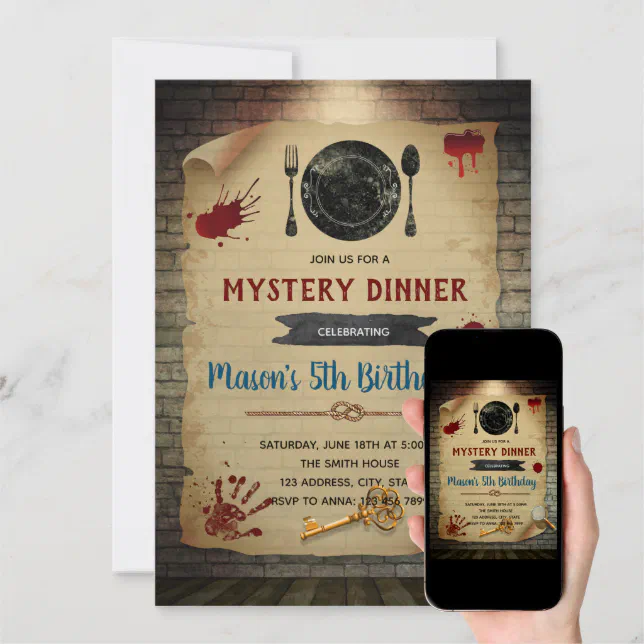 Murder Mystery Dinner Birthday invitation | Zazzle
