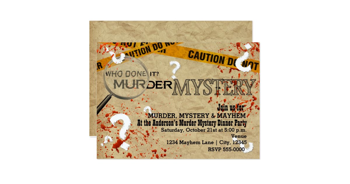 Murder Mystery Dinner Birthday Party Invitations | Zazzle