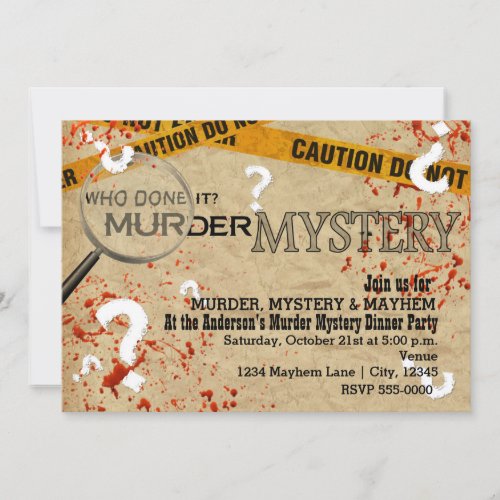 Murder Mystery Dinner Birthday Party Invitations