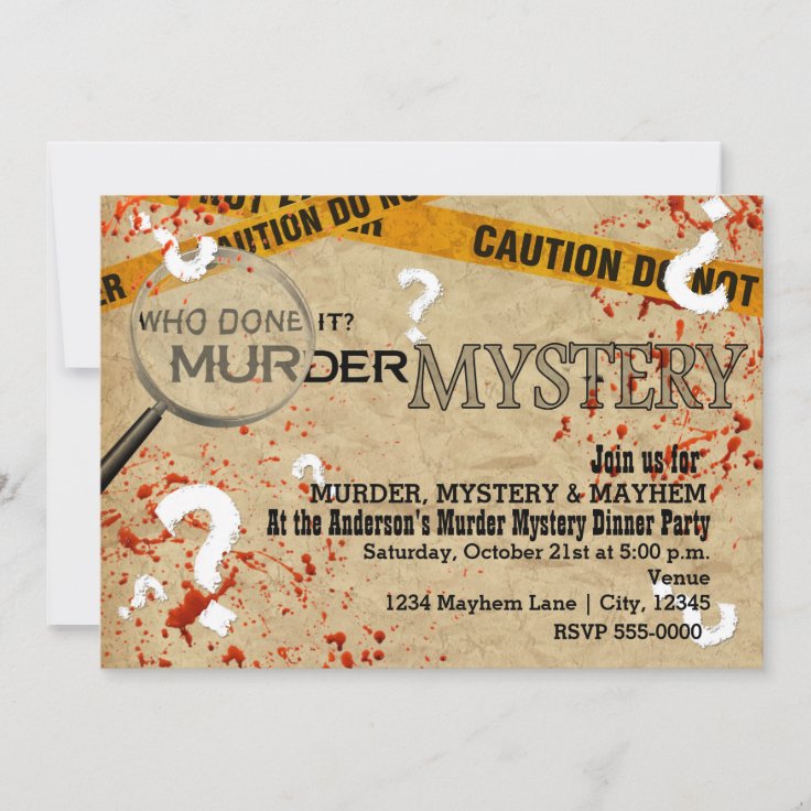 Murder Mystery Dinner Birthday Party Invitations | Zazzle