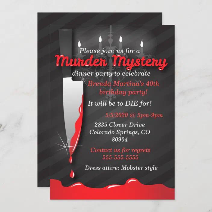 Murder Mystery Dinner Invitation Zazzle Com - pat and jen murder mystery roblox