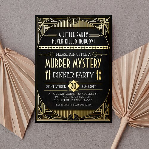 Murder Mystery Dinner Party  Foil Invitation