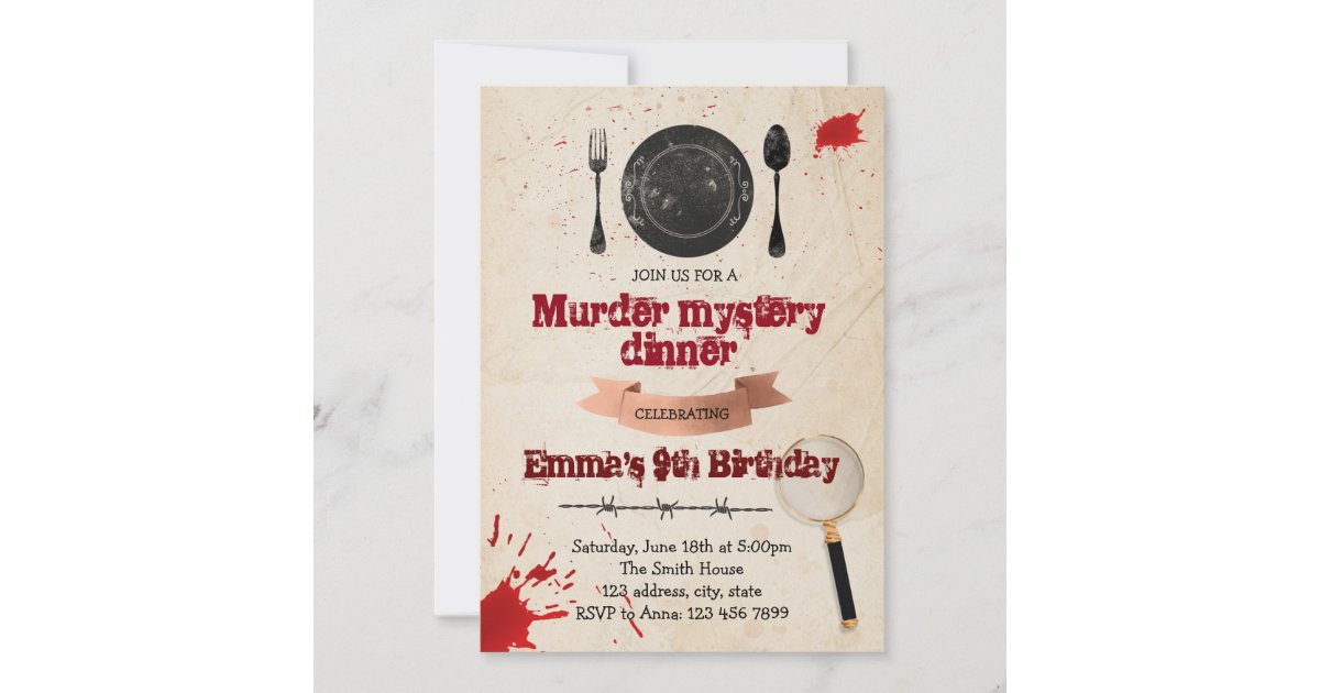 Murder Mystery Dinner Party Invitation Vintage Party 