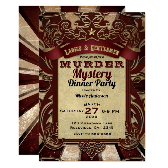 Murder Mystery Dinner Party Invitation Zazzle Com - me hago Ã©lite en murder mystery roblox