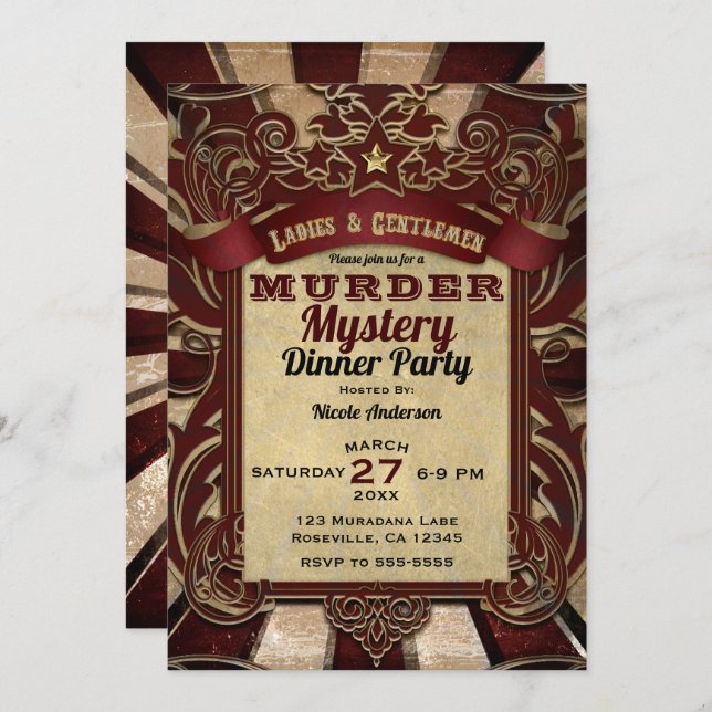 Murder Mystery Dinner Party Invitation (Front/Back)