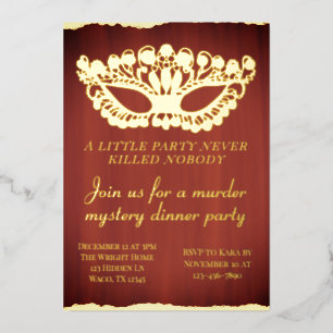Murder Mystery Dinner Party Red Foil Invitation