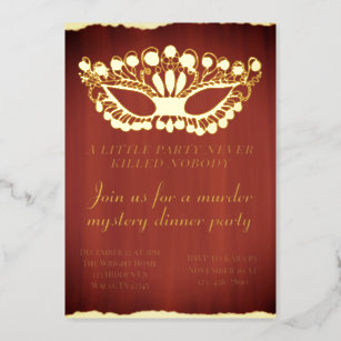 Murder Mystery Dinner Party Red Foil Invitation