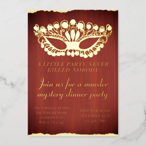 Murder Mystery Dinner Party Red Foil Invitation