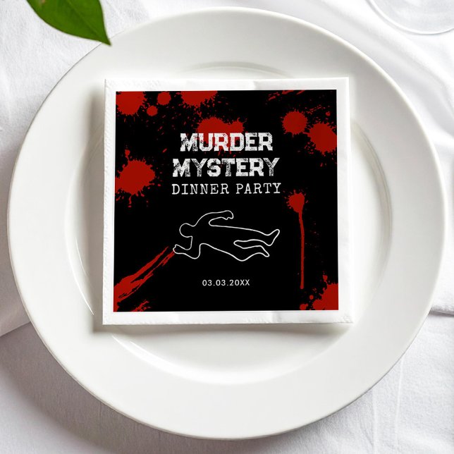 Murder Mystery Dinner Party with Blood Stains Napkins (Creator Uploaded)