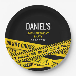 Murder Mystery Dinner Party Yellow Police Line Paper Plates
