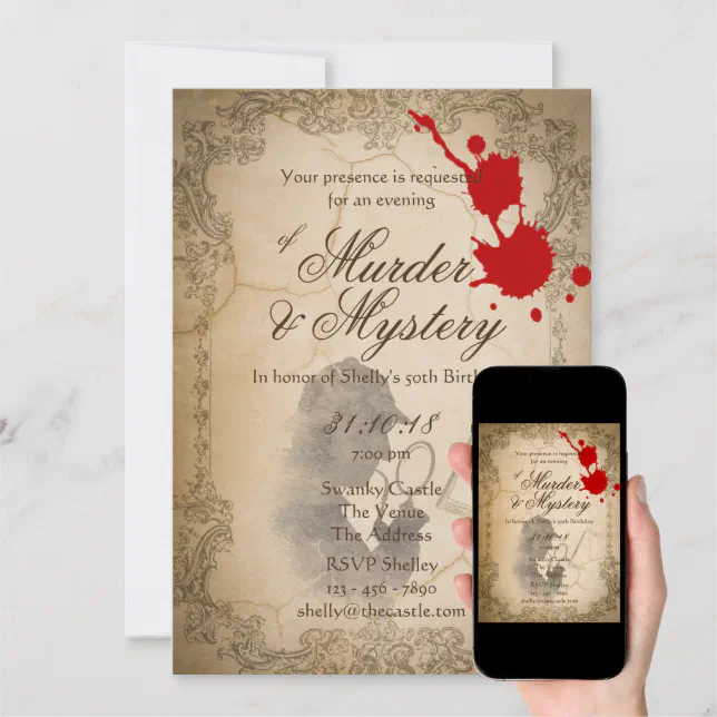 Murder Mystery Invites Vintage Parchment Classy | Zazzle