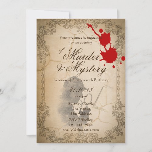 Murder Mystery Invites Vintage Parchment Classy
