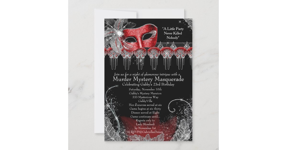 Murder Mystery Masquerade Invitation | Zazzle