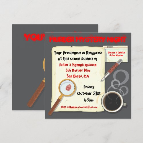 Murder Mystery Night Party Invitation