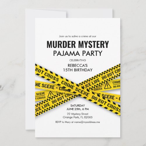 Murder Mystery Pajama Birthday Party Invitation