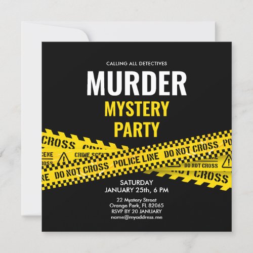 Murder Mystery Party Dinner Yellow Police Tapes Card