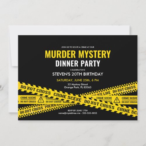 Murder Mystery Party Dinner Yellow Police Tapes Invitation