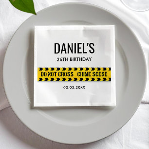 Murder mystery party napkins with Police Tape