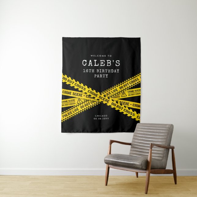 Murder mystery Party welcome sign Tapestry (In Situ)