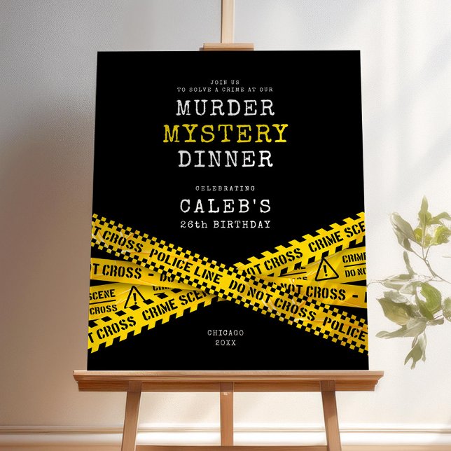 Murder mystery party welcome sign with police line (Creator Uploaded)
