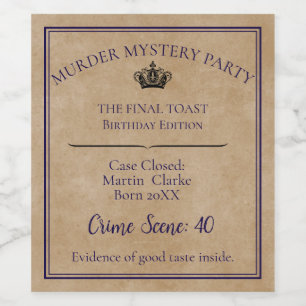 Murder Mystery Party Wine Label “Whodunit: Anoth