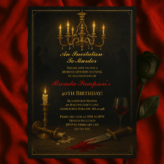 Murder Mystery Party with Vintage Gothic Theme Invitation