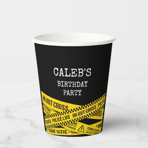 Murder Mystery Party with Yellow Police Tapes Paper Cups