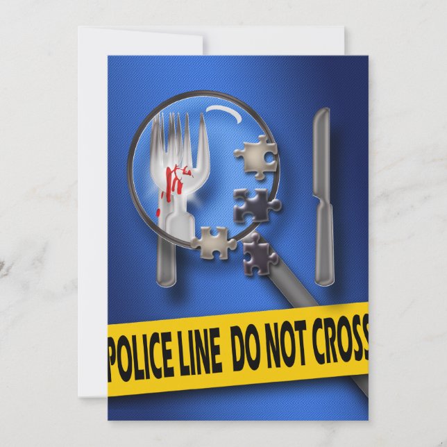 Murder mystery puzzle birthday dinner invitation (Front)
