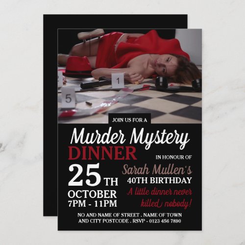 Murder Scene Murder Mystery Birthday Dinner Invitation