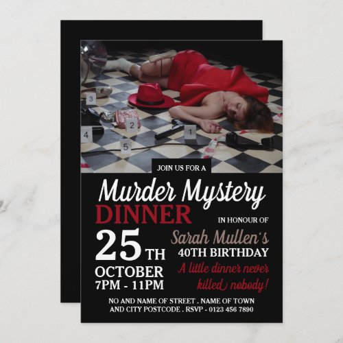 Murder Scene Murder Mystery Birthday Dinner Invitation