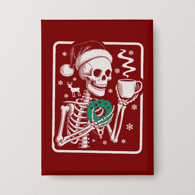 Murder Shows Friends Horror Tee Skeleton Christmas Button (Front)